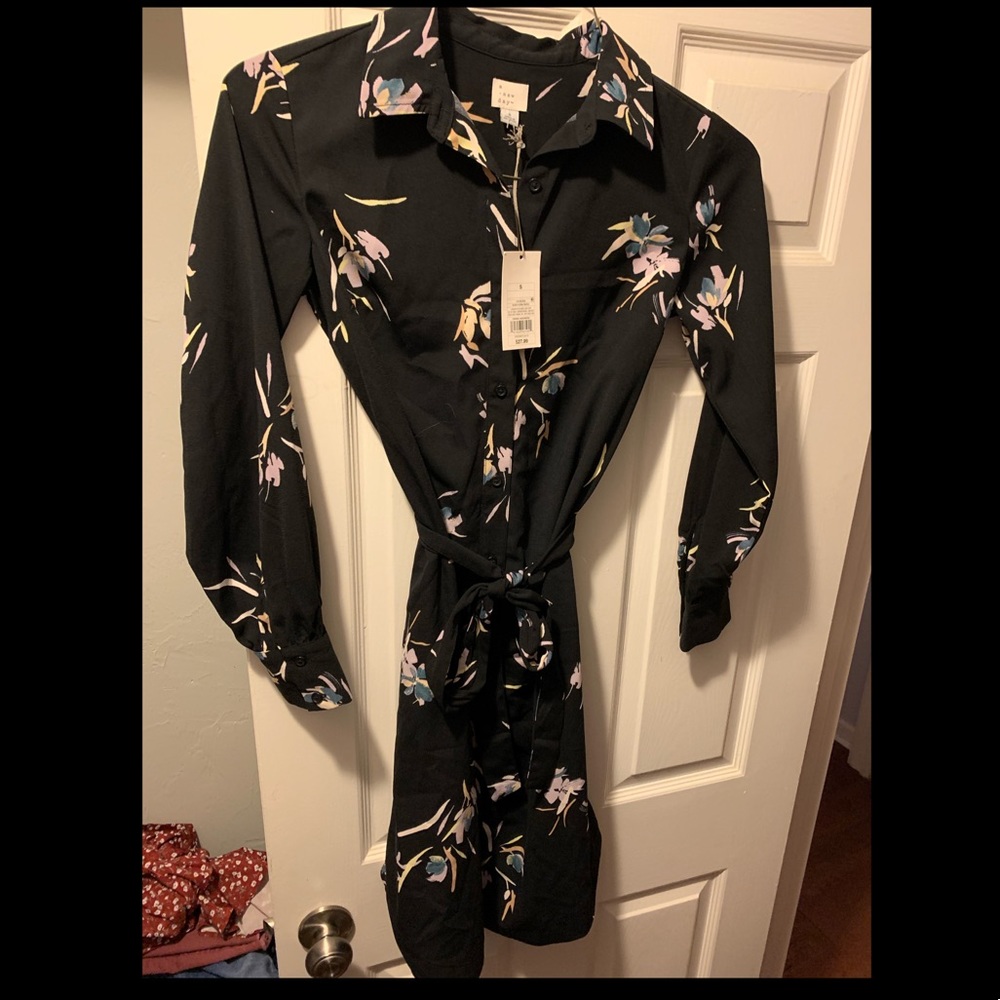 Black with floral print dress